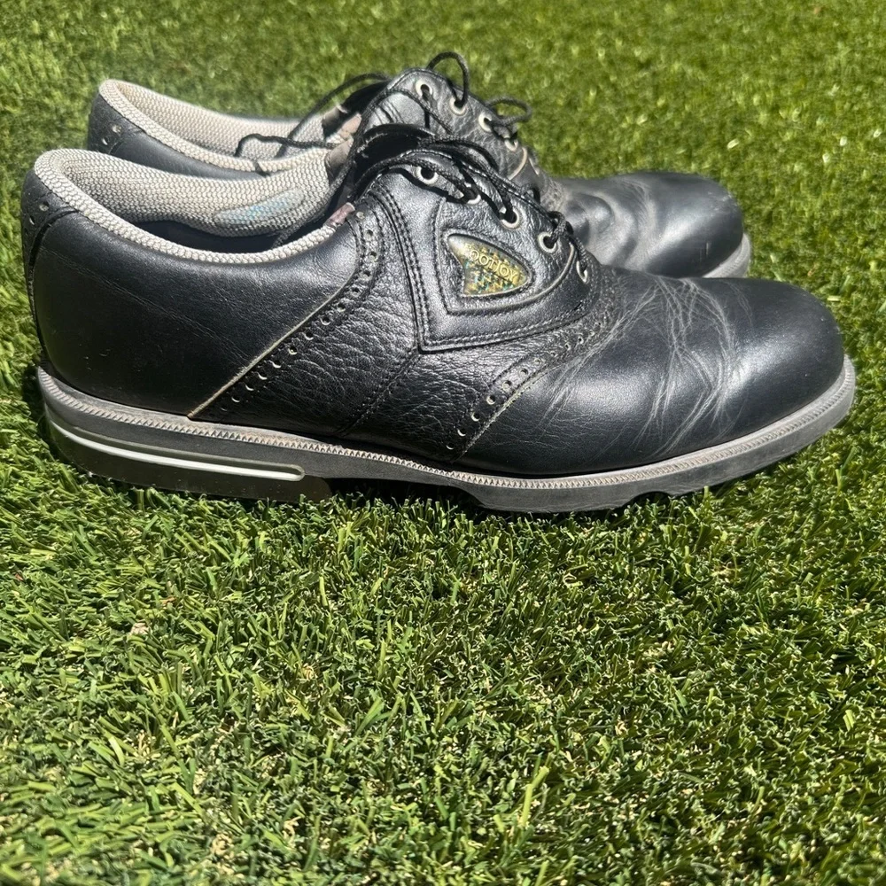 FootJoy Mens 9 1/2M Soft Spike Golf Shoes Gel-Fusion 59953 Black Leather Lace Up